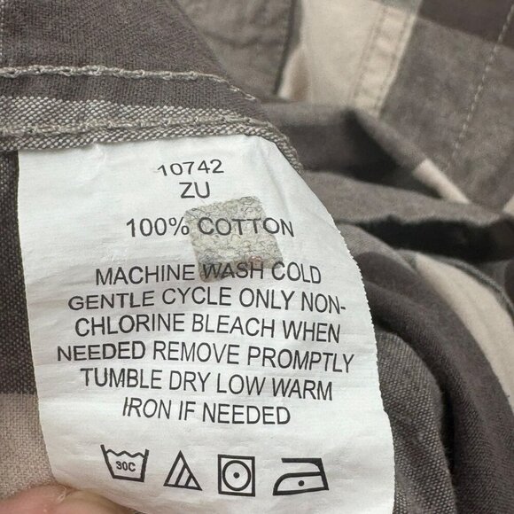 C.C. Filson Mens Gray/White Checkered Long Sleeve Shirt L 100% Cotton Casual - Picture 3 of 4